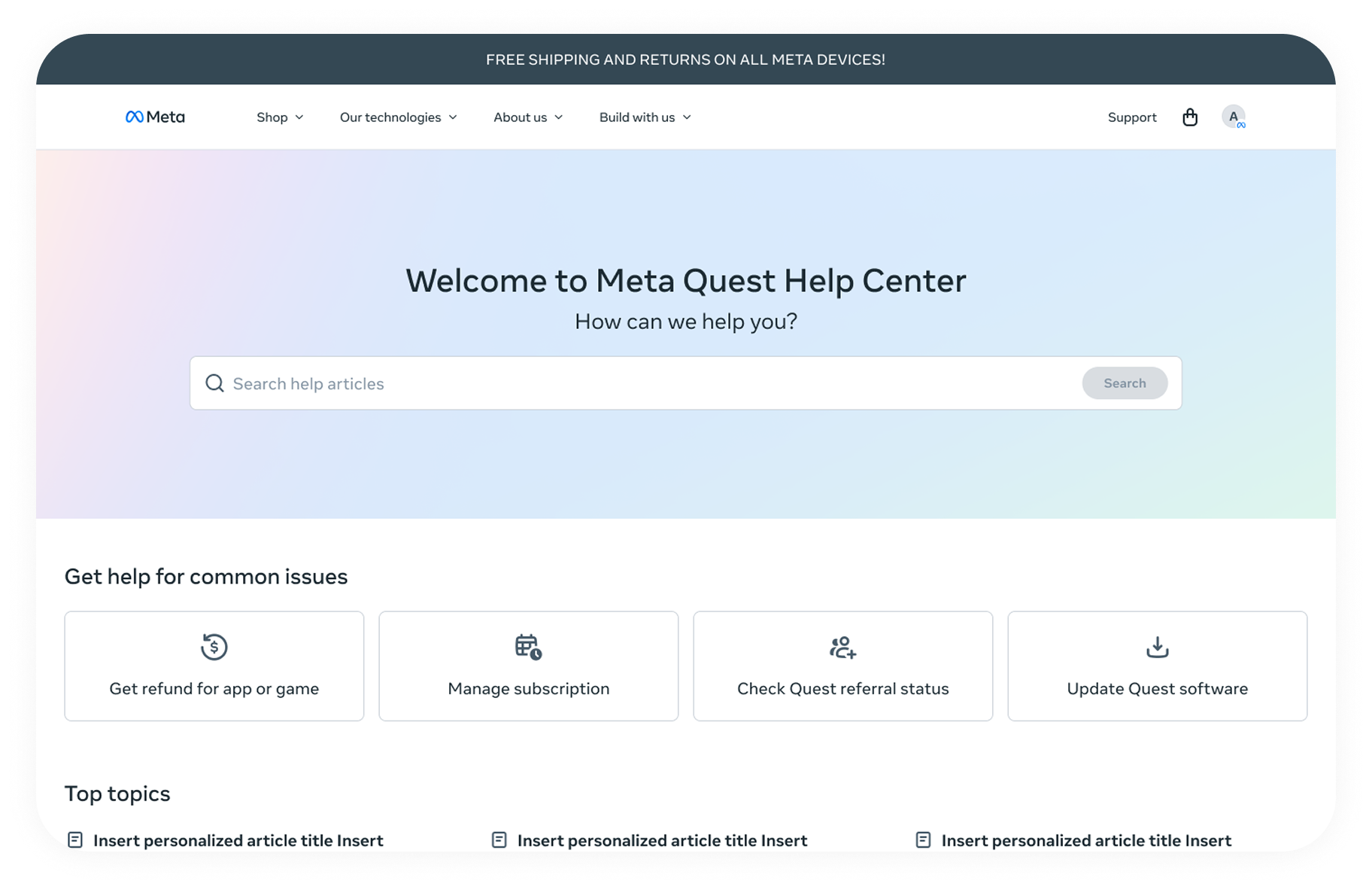 Streamlining support on meta.com