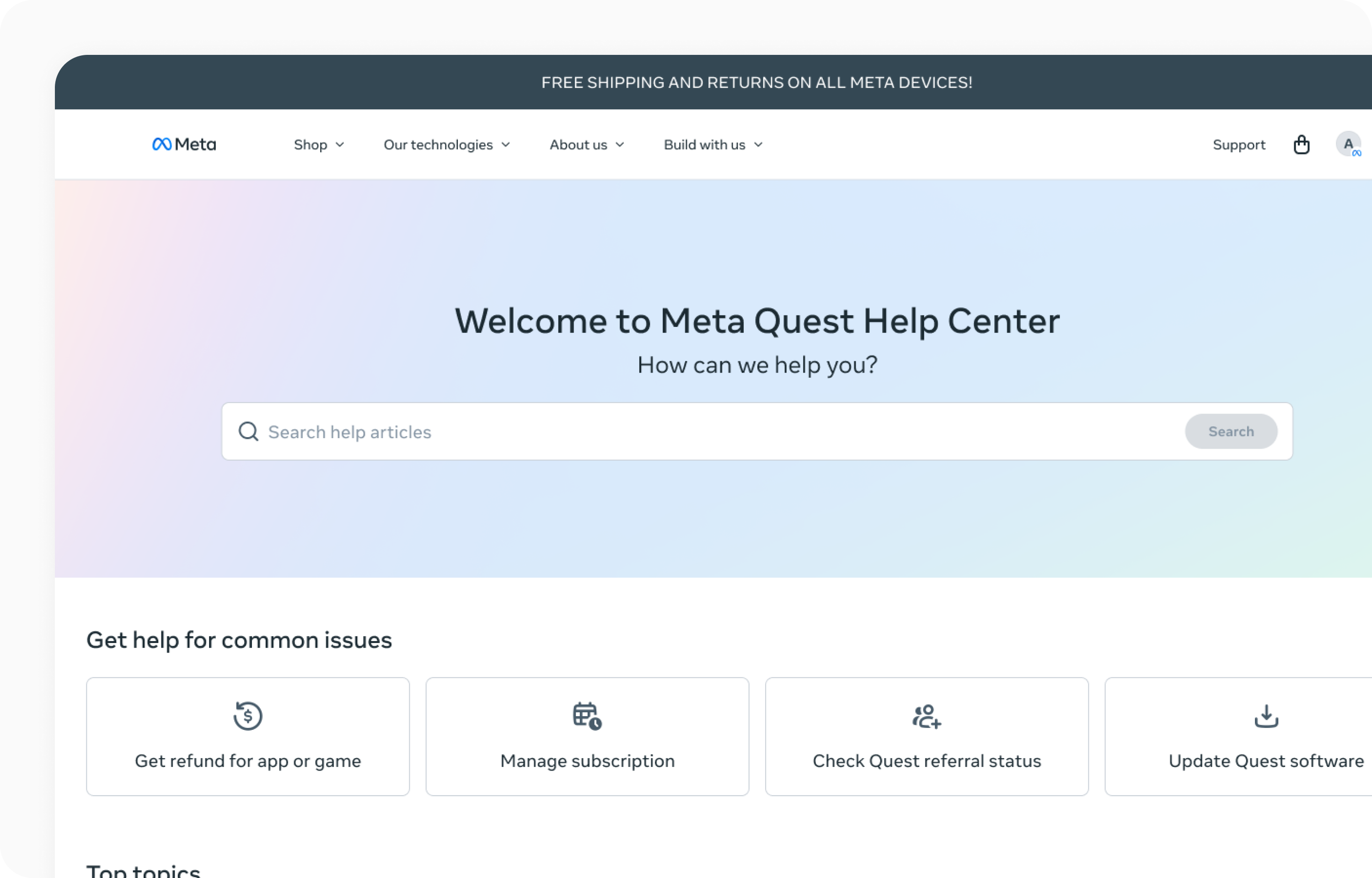 Meta support overview